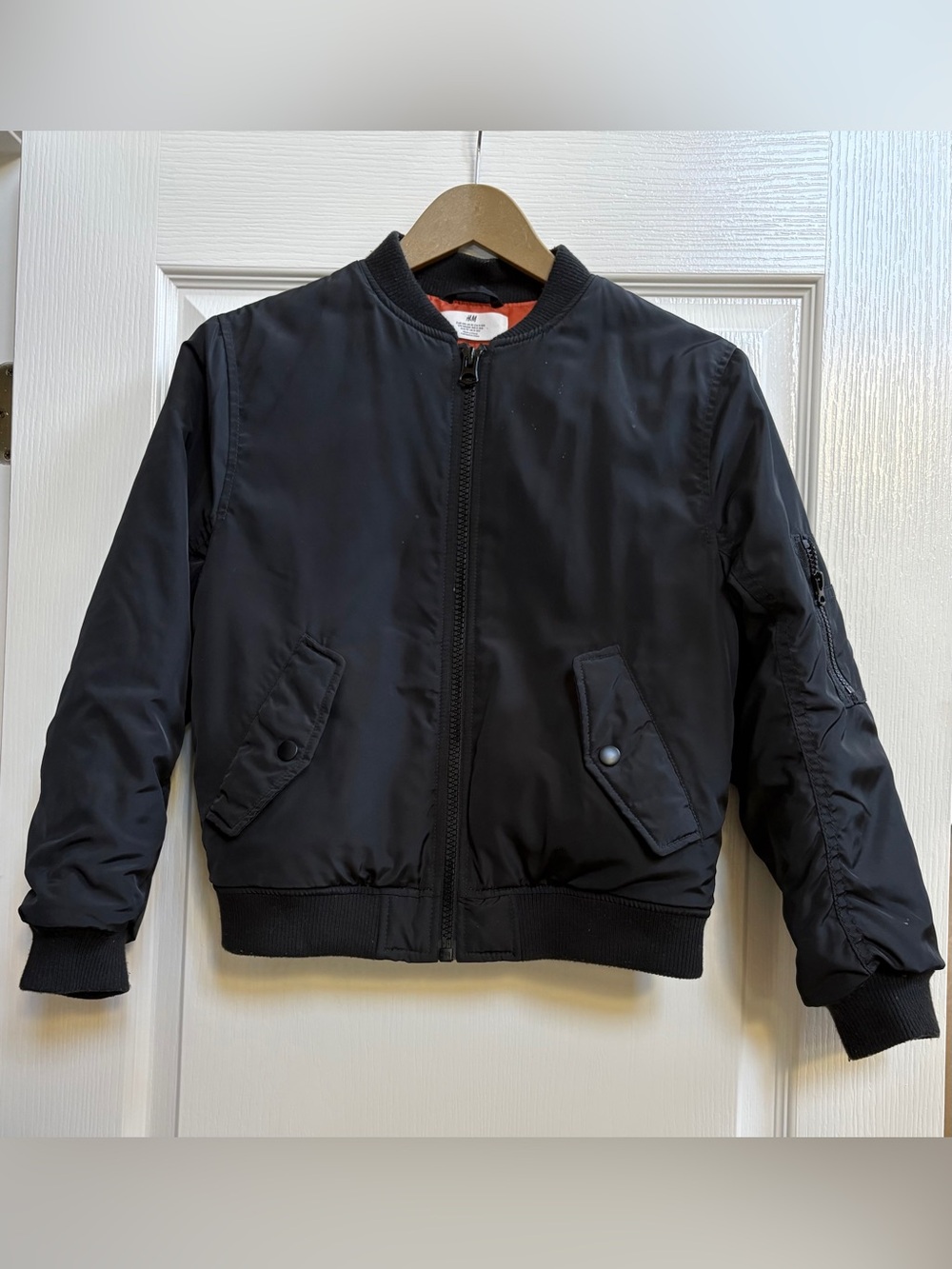H&M Kids Black Bomber Jacket, US Sz 10
